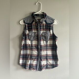 Harley Davidson Sleeveless Flannel Snap
Button Down Shirt Y2K M